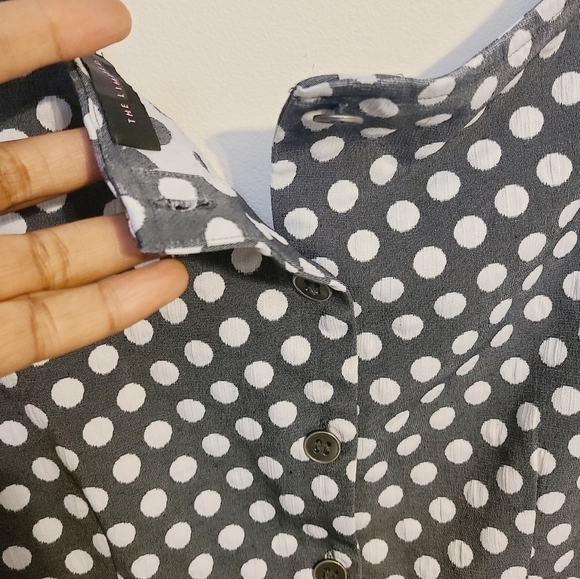 The Limited | Women's Sleeveless Gray and White Polka Dot Mini Dress (Size 6) - Picture 12 of 14